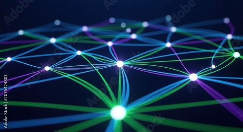 Network Connections Flowing Through Colorful Data Visualization