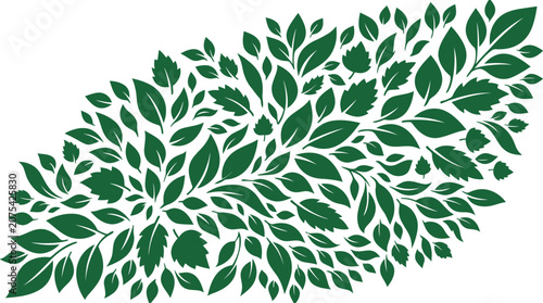 Abstract green leaf cluster in oval shape.