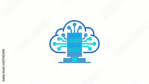 Virtual Server Vector Icon for Cloud Infrastructure and Hosting Services