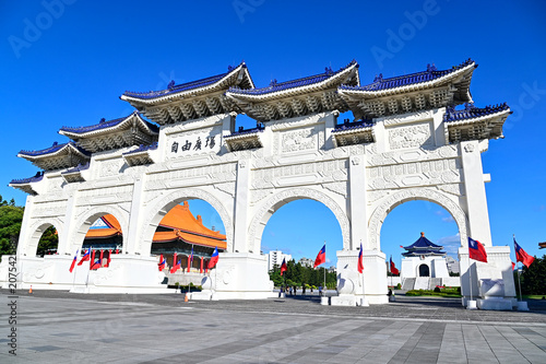 台北にある中正紀念堂のとても美しい風景A beautiful view of the Memorial Hall in Taipei