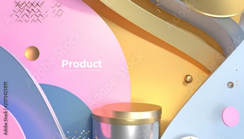 Colorful abstract 3D geometric background for product presentation