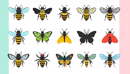 Colorful butterfly illustrations on light blue background.