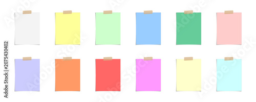 Photos Colorful sticky note with duct tape, post it note paper, memo reminder, Blank Office Reminder