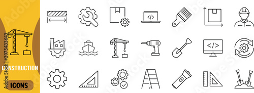 Εκτύπωση καμβά Construction work tools engineering vector icons