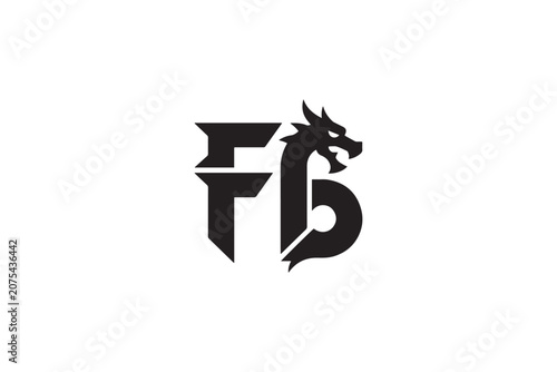 Fb logo design featuring a ferocious dragon head integrated with letters