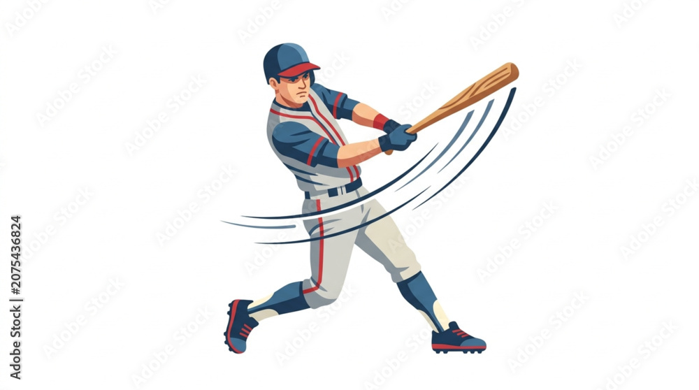 Fototapeta premium Baseball Player Swinging Bat in Action.
