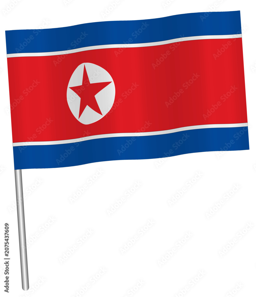 Fototapeta premium wind North Korea wavy flag icon vector illustration