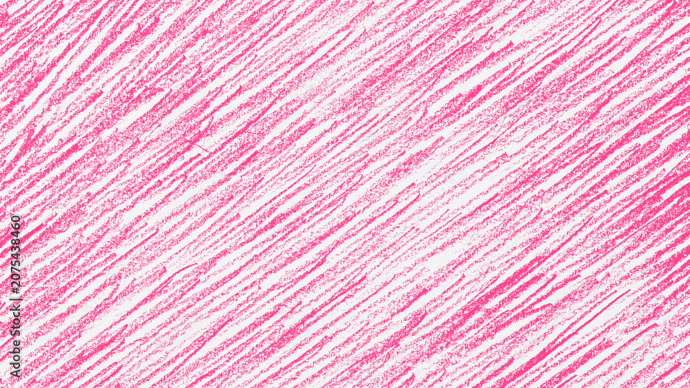 Obraz premium Pink crayon scribble texture on a white background, diagonal lines pattern.