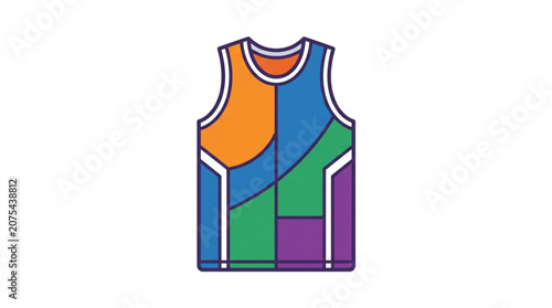Colorful Basketball Jersey with Geometric Pattern.