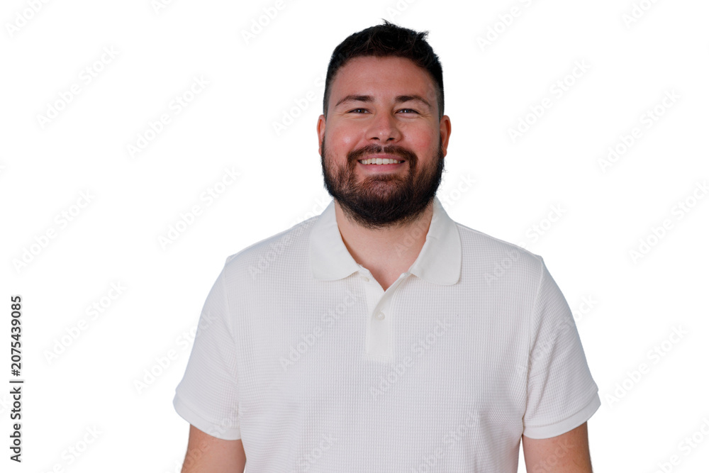 Obraz premium Bearded man smiles at the camera, exuding confidence, professionalism, and joy, with a transparent background