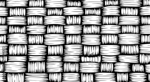 Woven texture, black and white pattern, seamless background, woven fabric design
