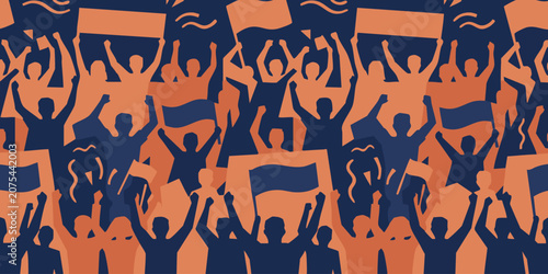 Foto A large crowd of people are gathered and celebrating with their hands raised