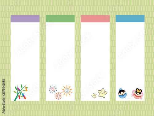 Tanzaku frame set with tatami background