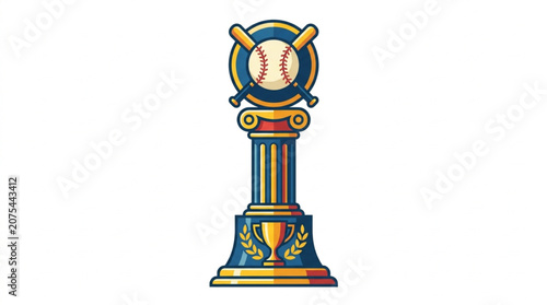Baseball Trophy Award Championship Victory Symbol.