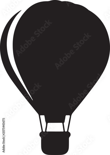 Hot Air Balloon, Black Icon, Travel Symbol, Vector Illustration