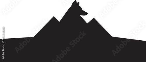 Dog, Mountain, Silhouette, Vector Icon