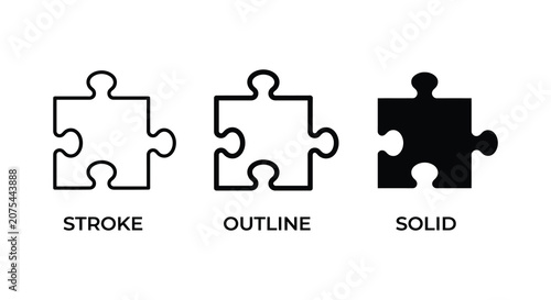 Εκτύπωση καμβά Puzzle Piece Icons In Three Styles On A White Background assembly