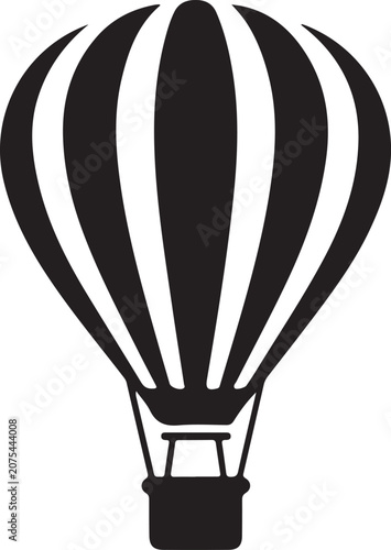 Hot Air Balloon, Black, Vector Icon
