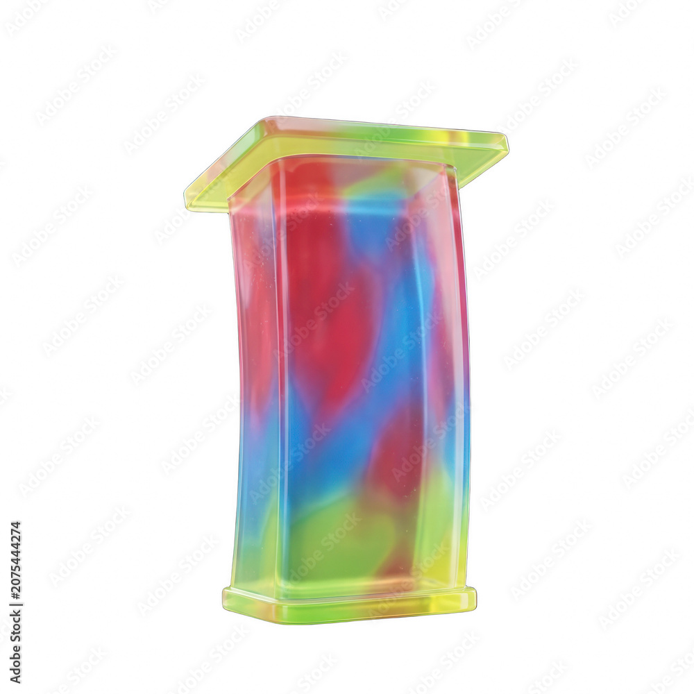 Fototapeta premium Abstract colorful translucent modern pedestal on black background