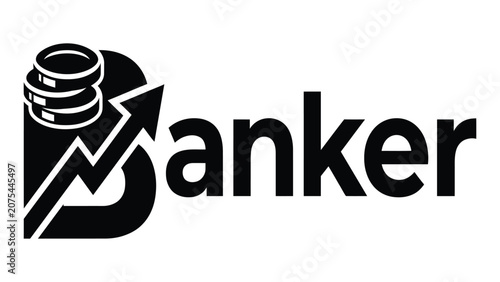 Konstfotografi Banker lettermark incorporates a rising financial chart arrow within a bold capital B shape