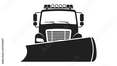 Snowplow truck clears a path during winter operations in this clean vector icon illustration.