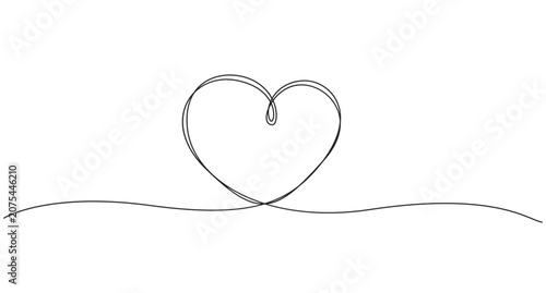 Simple heart shaped line drawing on white background minimalist art,Heart hand drawn. Heart continuous line drawing. Single contour heart for love design. Editable stroke