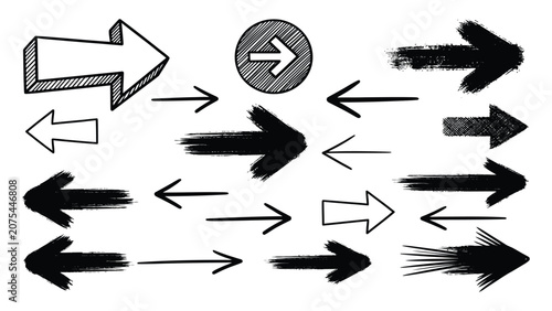 Arrows pointing in different directions illustrate movement and navigation.