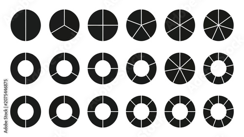 Pie charts and donut diagrams provide a visual representation of statistical data segments.