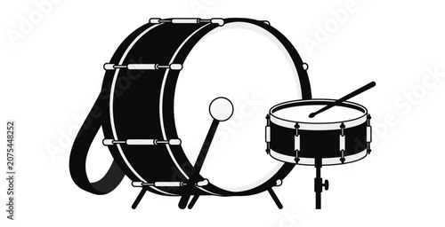 Принти на полотні Marching Band Bass and Snare Drum Vector