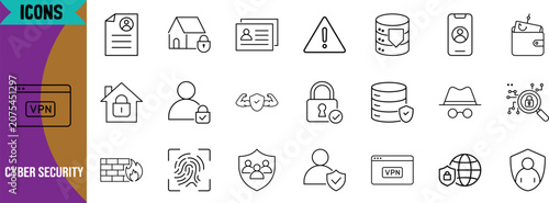 Schilderij op canvas Cyber security and data protection icons