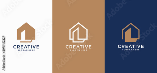 Modern Geometric Letter L Skyline Logo with Skyscraper Architecture