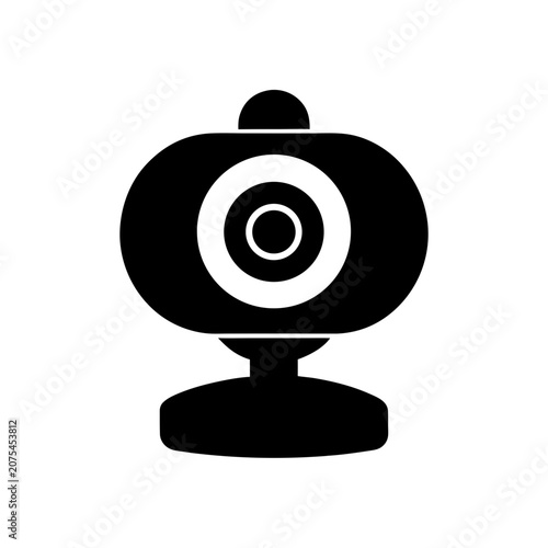 Black webcam device icon for video calling Vector