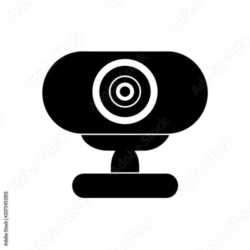 Black webcam icon for computer video call Vector