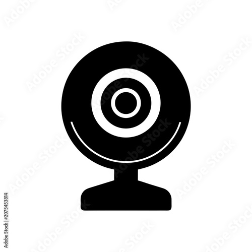 Black webcam icon for digital video chat Vector