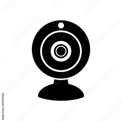 Black webcam icon for video communication Vector
