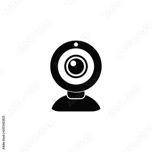 Black webcam icon for digital video chat Vector