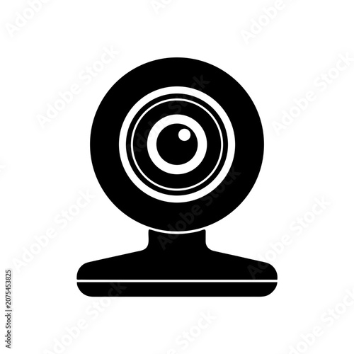 Black webcam icon for video communication Vector