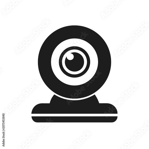 Black webcam icon for computer video call Vector