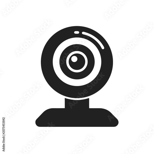 Black webcam icon for computer video call Vector