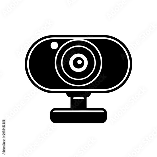Black webcam icon for computer video call Vector