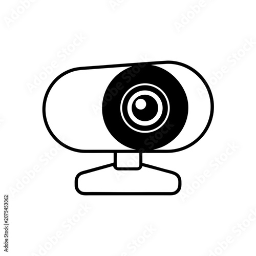 Black and white webcam icon for video calls Vector