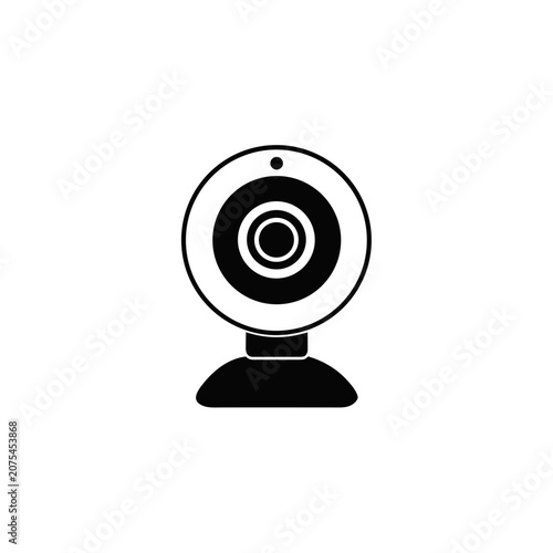 Black webcam icon for computer video call Vector