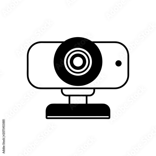 Black and white computer webcam line icon Vector