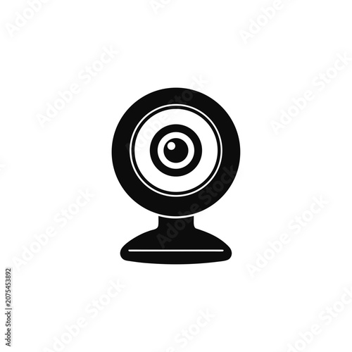 Black webcam icon for video call and chat Vector