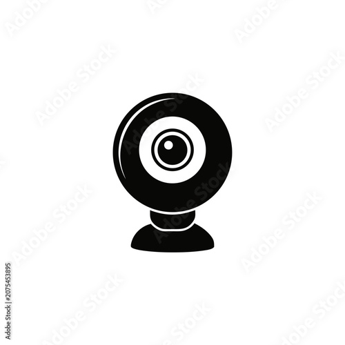Black webcam icon for computer video call Vector