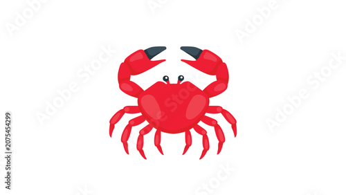 Red Crab Illustration: A bright red crab with large claws and beady eyes is depicted in a playful, cartoonish style, ready to scuttle across the seafloor.