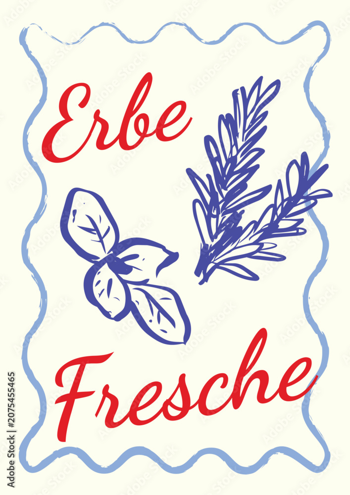 Obraz premium Erbe Fresche Fresh Italian Kitchen Herbs Aesthetic Vintage Botanical Poster