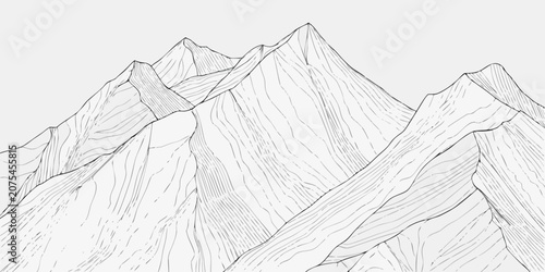 Photos Mountain Range Illustration Black And White Line Art