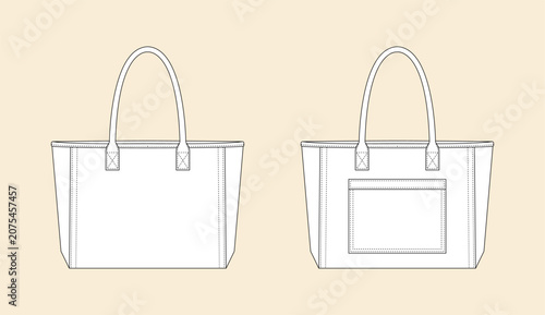 Fotografía womens bag illustration showing front and back views of a classic casual shoppin