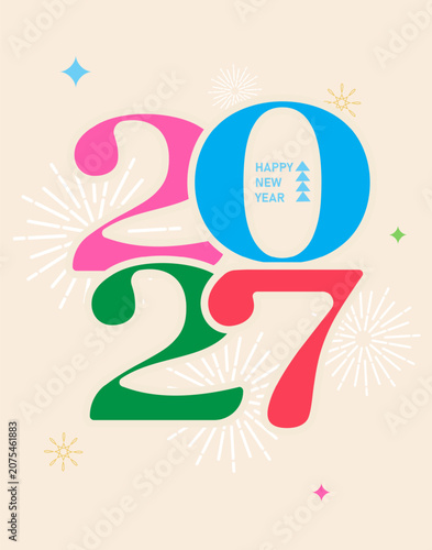 Vertical banner for New Year and Christmas celebrations. Trendy abstract design. Vibrant numbers, colors, and gradients in a minimalist style. Vector illustration.
